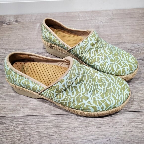 Dansko Women's Victoria Vegan Green Grass Canvas Classic Clogs Sz 41 US 10.5-11 - Picture 12 of 15